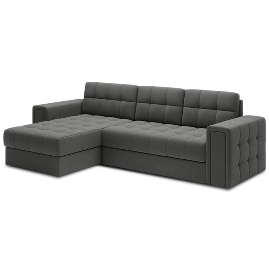 Canapé d'angle convertible LES TENDANCES Klumann en velours gris foncé — photo produit