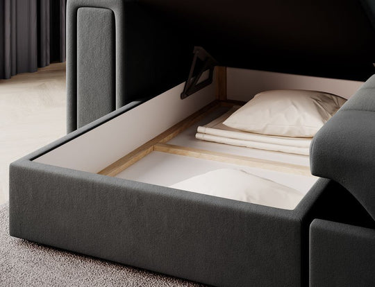 Canapé d'angle convertible LES TENDANCES Klumann en velours gris foncé — photo produit