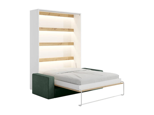 Canapé lit escamotable VENTE-UNIQUE Rapili 140x200cm en velours côtelé vert sapin — photo produit