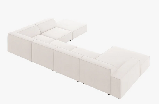 Canapé panoramique MICADONI Jodie 7 places en tissu beige