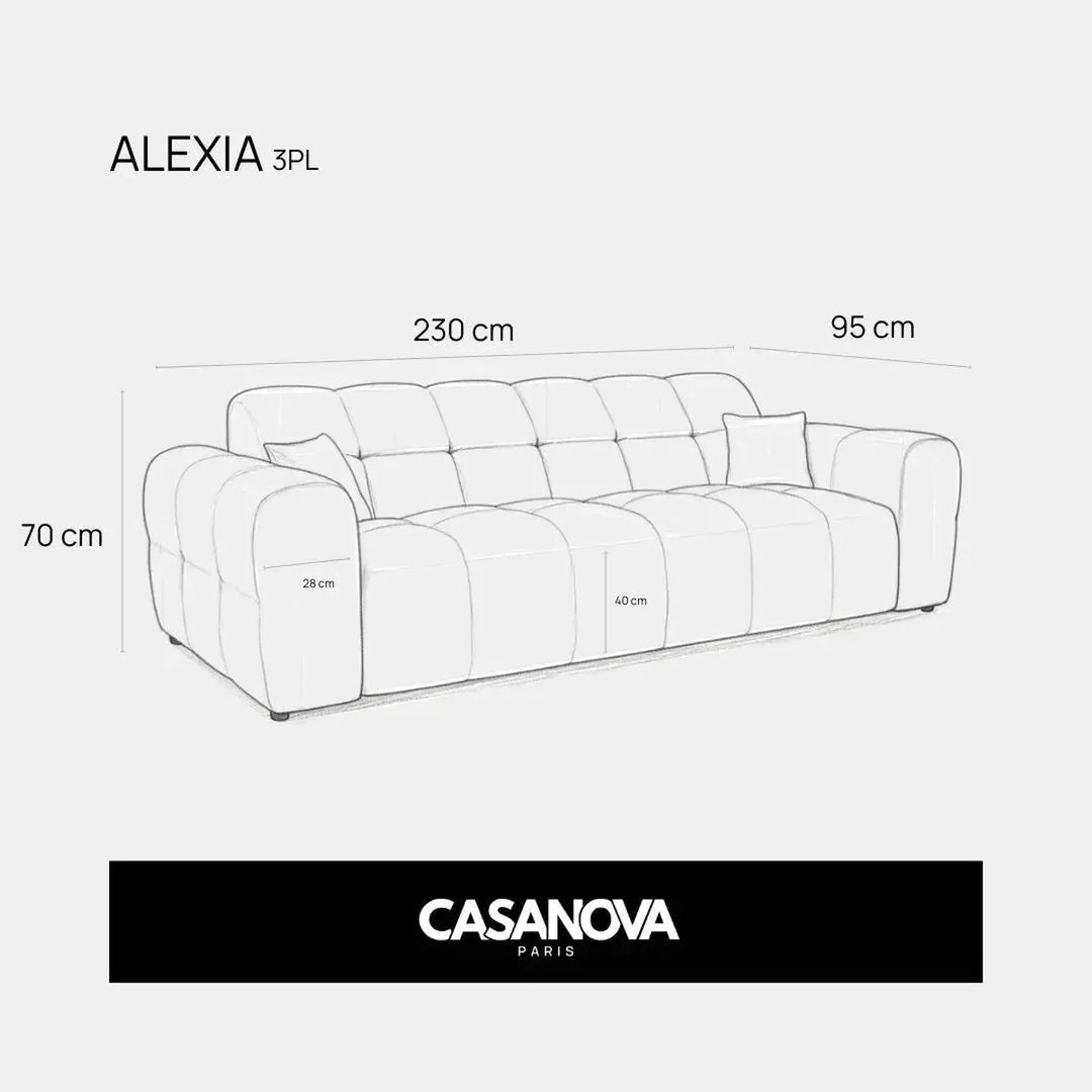 Canapé fixe CASANOVA Alexia 3 places en tissu bouclé gris — photo produit