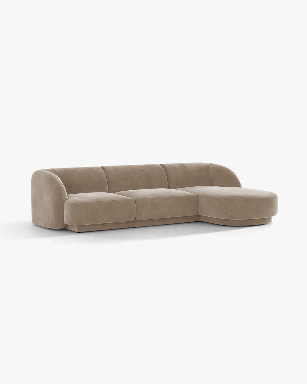 Canapé d'angle droit MICADONI Miley 4 places en velours cappuccino — photo produit