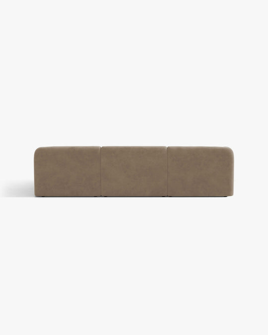 Canapé d'angle droit MICADONI Miley 4 places en velours cappuccino — photo produit