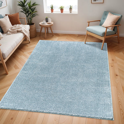 Tapis Shaggy Moderne Bleu Trento