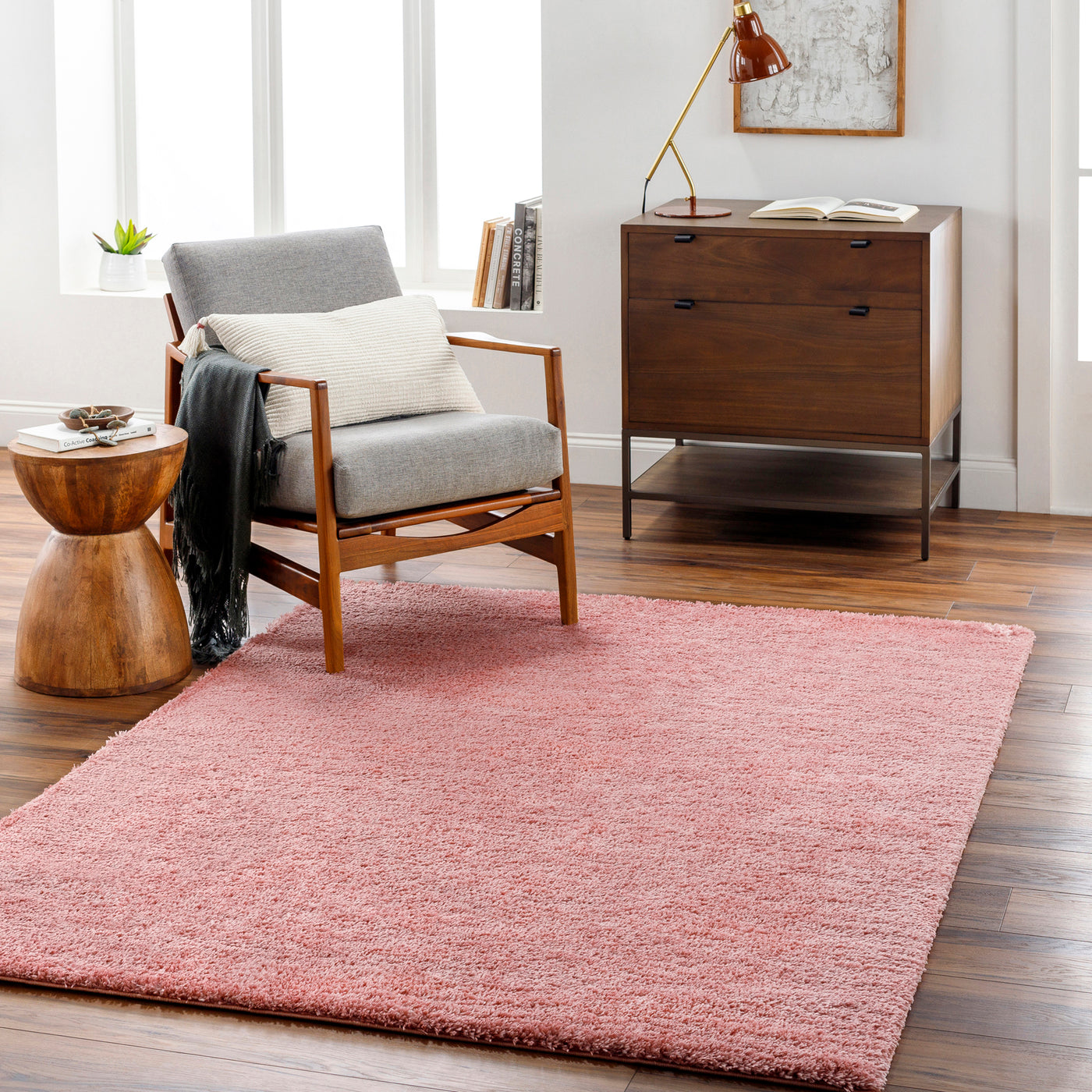 Tapis Shaggy Moderne Rose Trento