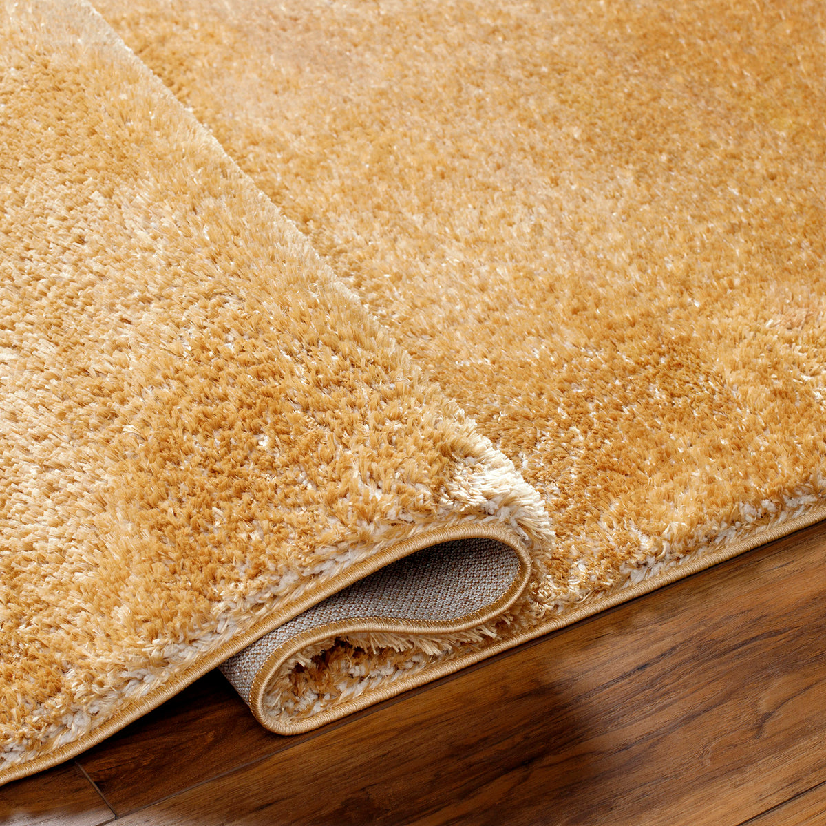 Tapis SURYA Trento shaggy moderne, uni à poils longs jaune doré, vue 4