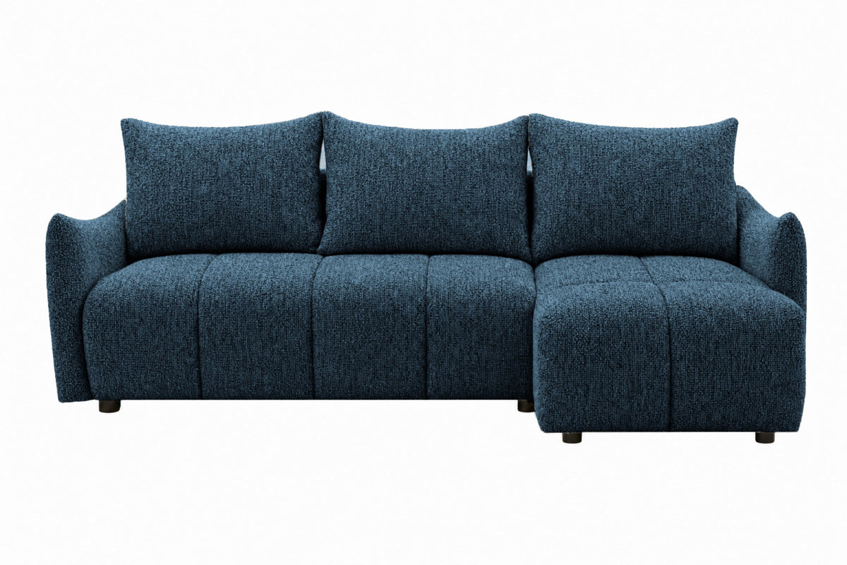 Canapé d'angle réversible CASNOVA Céline 4 places en tissu chenille bleu — photo produit