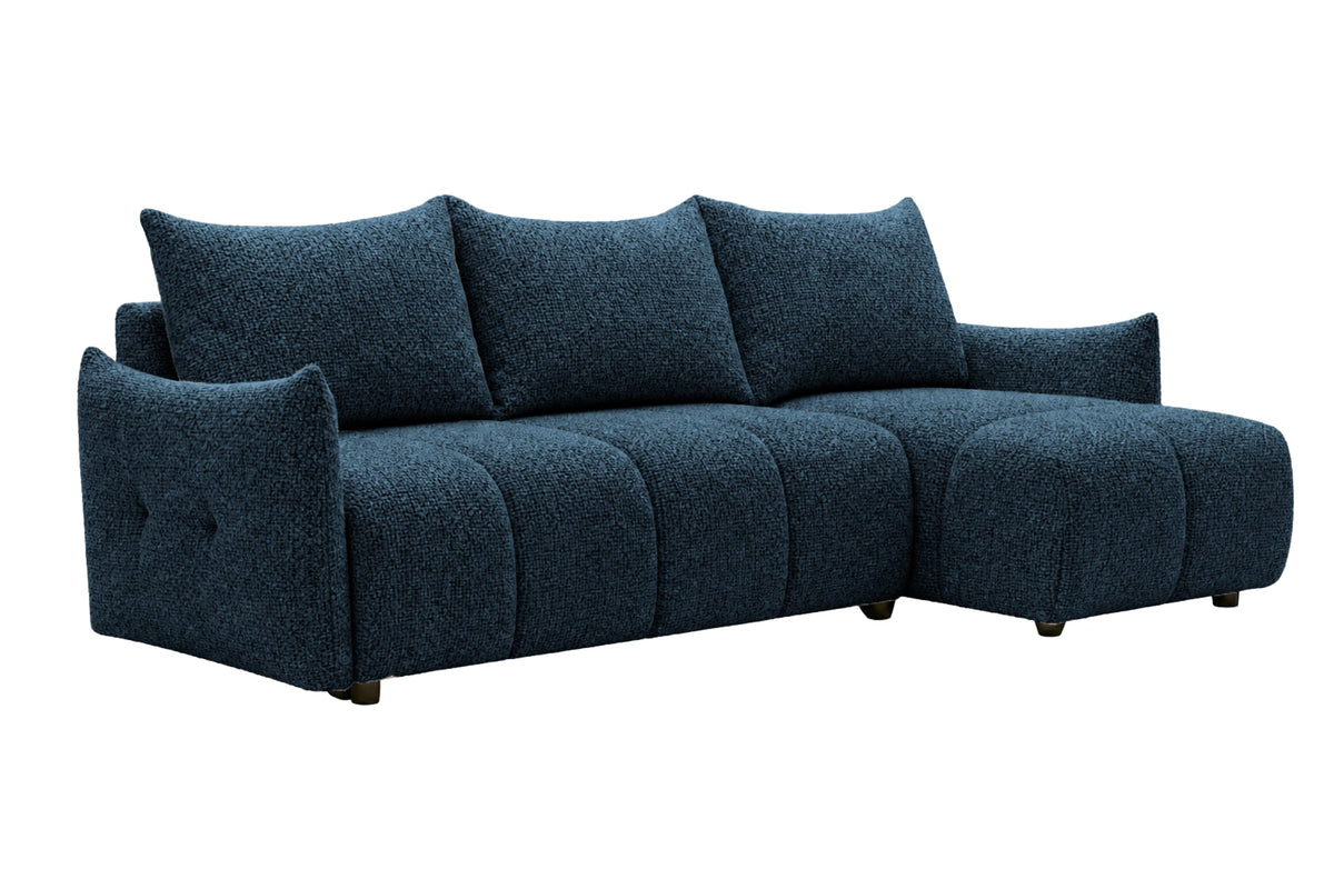 Canapé d'angle réversible CASNOVA Céline 4 places en tissu chenille bleu — photo produit