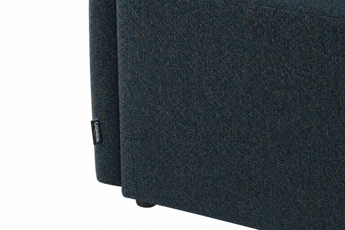Canapé d'angle réversible CASNOVA Céline 4 places en tissu chenille bleu — photo produit