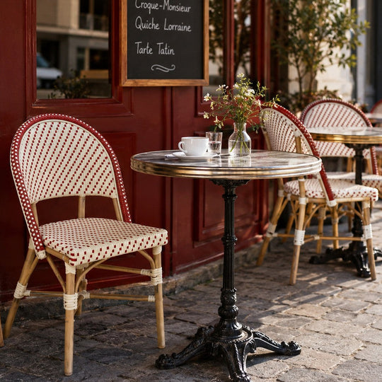 Lot de 4 chaises de jardin type bistrot parisien en aluminium et rotin synthétique MARAIS rouge