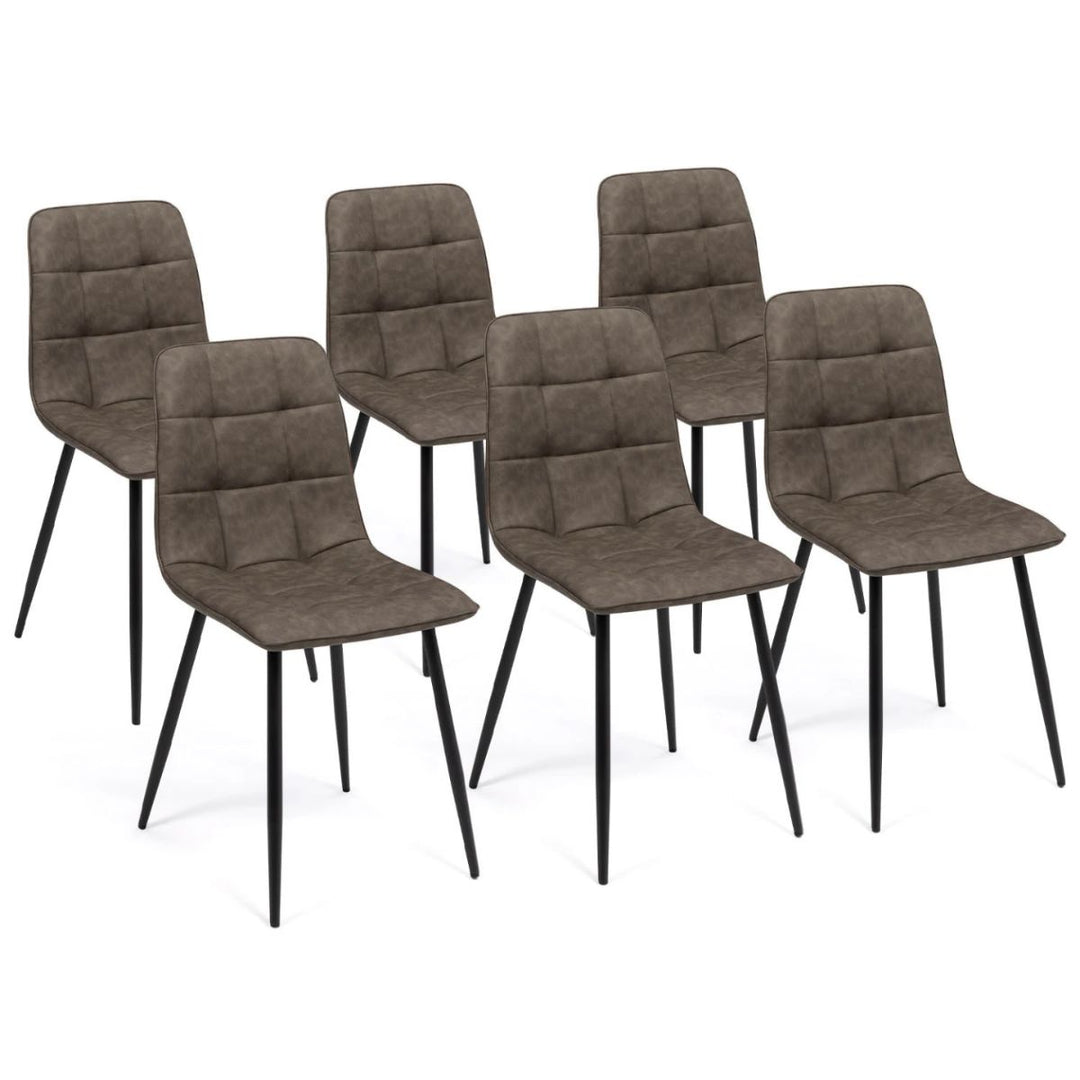Lot de 6 chaises vintage Linda simili cuir marron