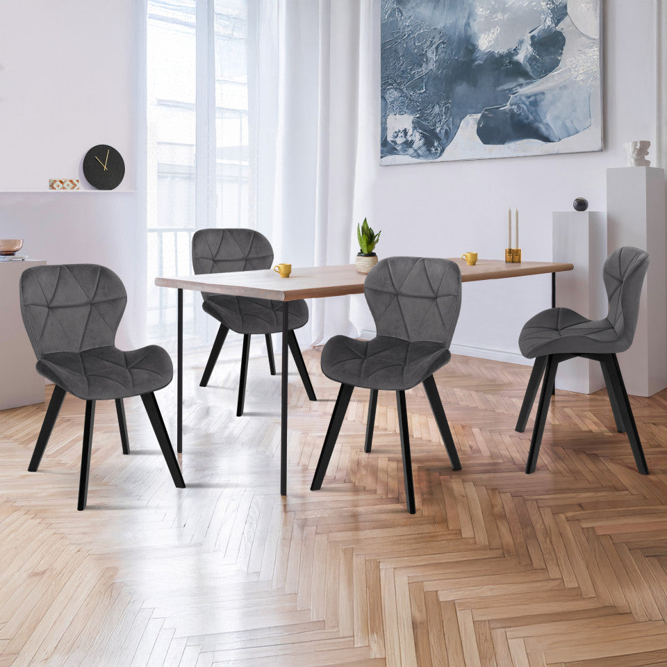 Lot de 4 chaises Daisy Griss