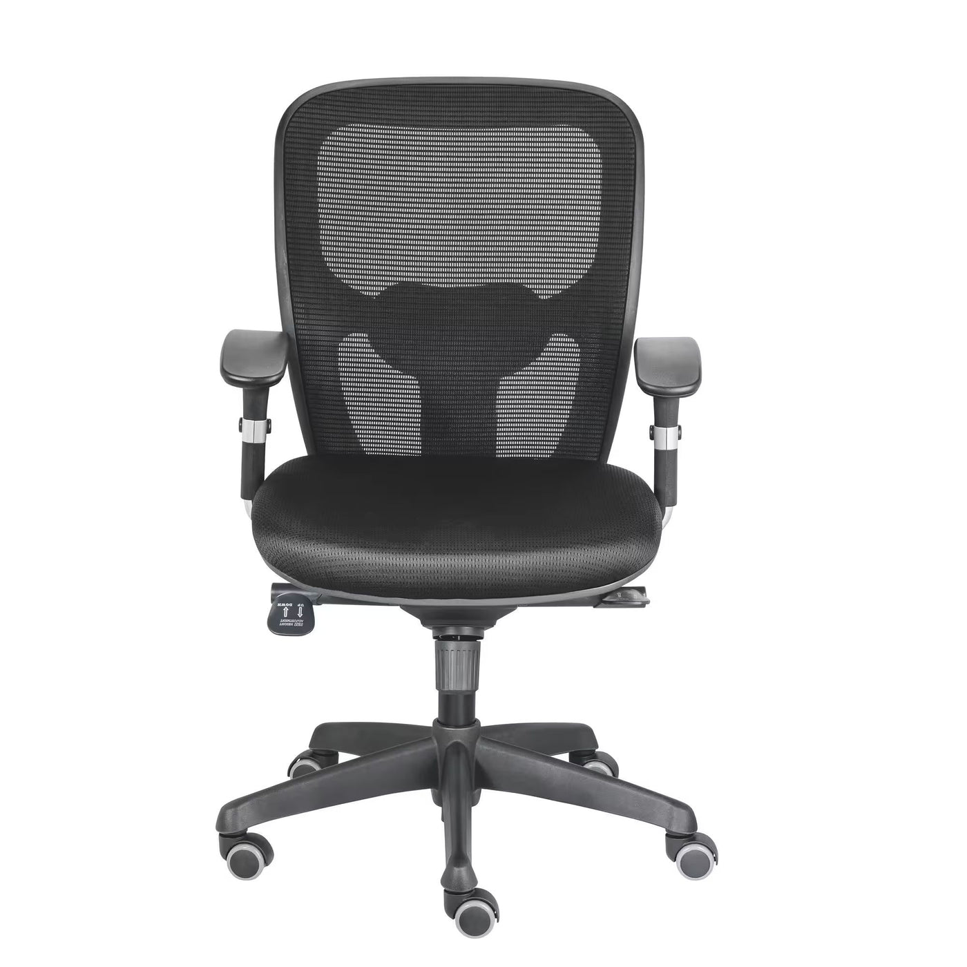 Chaise de bureau ANZIO - Dossier en maille avec accoudoirs- Soutien lombaire- Mécanisme synchrone- Pieds noir