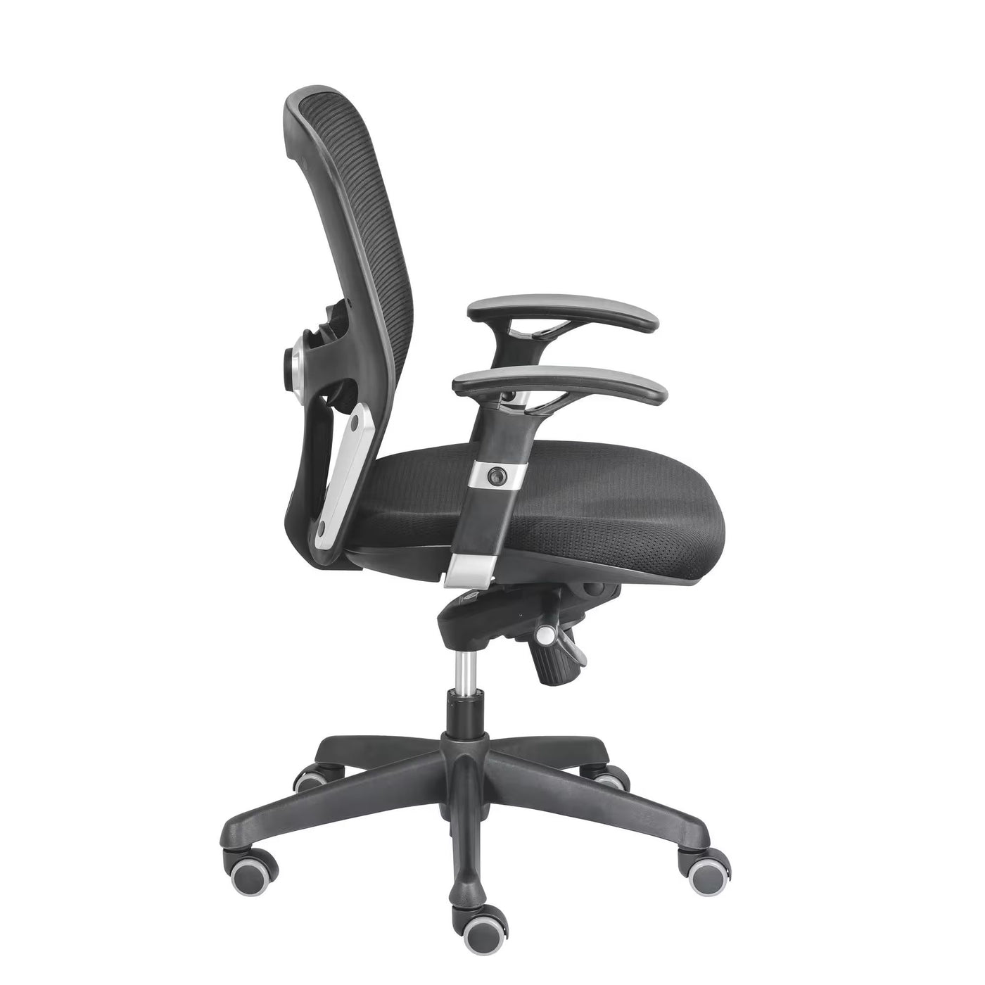 Chaise de bureau ANZIO - Dossier en maille avec accoudoirs- Soutien lombaire- Mécanisme synchrone- Pieds noir