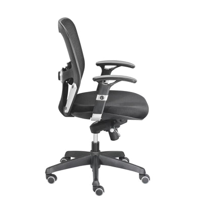 Chaise de bureau ANZIO - Dossier en maille avec accoudoirs- Soutien lombaire- Mécanisme synchrone- Pieds noir