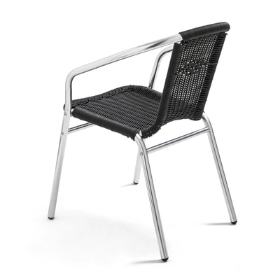 Lot de 4 chaises de jardin en aluminium et résine avec accoudoirs OVIALA