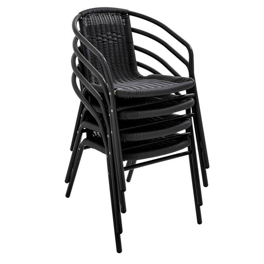 Lot de 4 chaises de jardin Saint Germain en aluminium et résine avec accoudoirs OVIALA