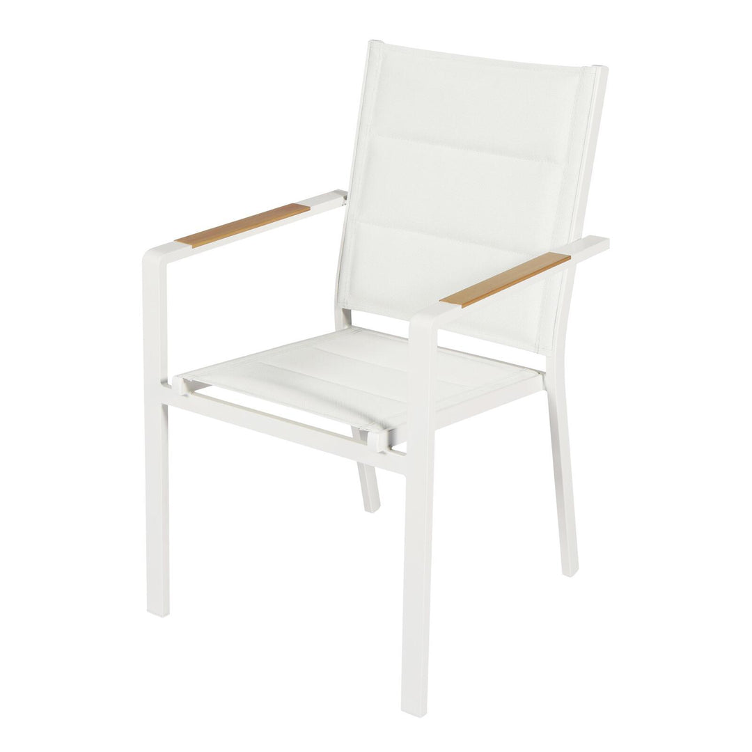 Lot de 4 chaises de jardin en aluminium avec accoudoirs CIOTAT Blanc