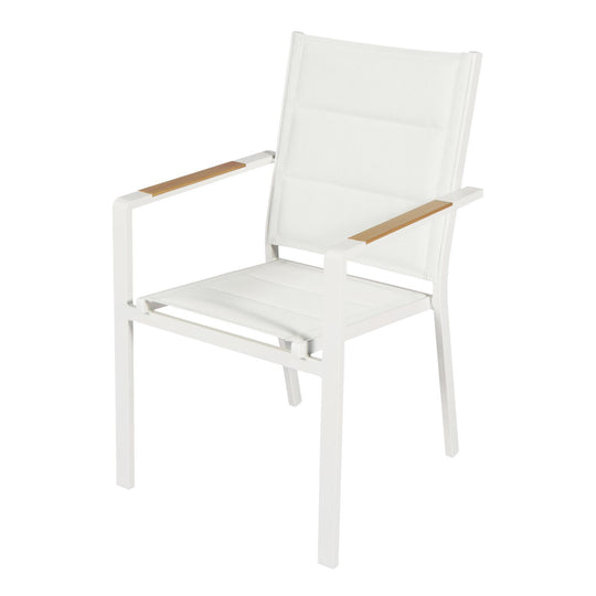 Lot de 4 chaises de jardin en aluminium avec accoudoirs CIOTAT Blanc