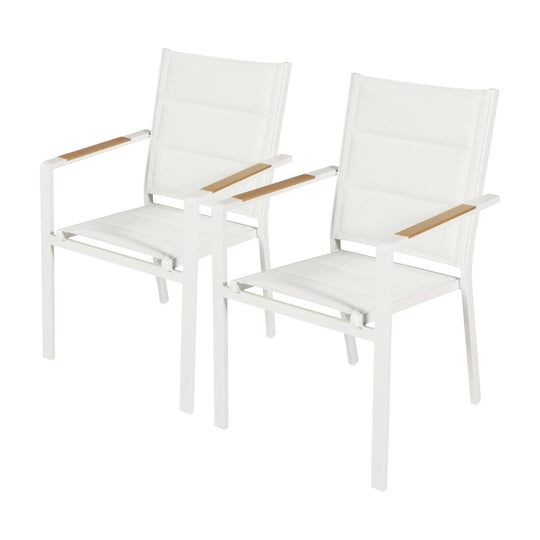 Lot de 4 chaises de jardin en aluminium avec accoudoirs CIOTAT Blanc