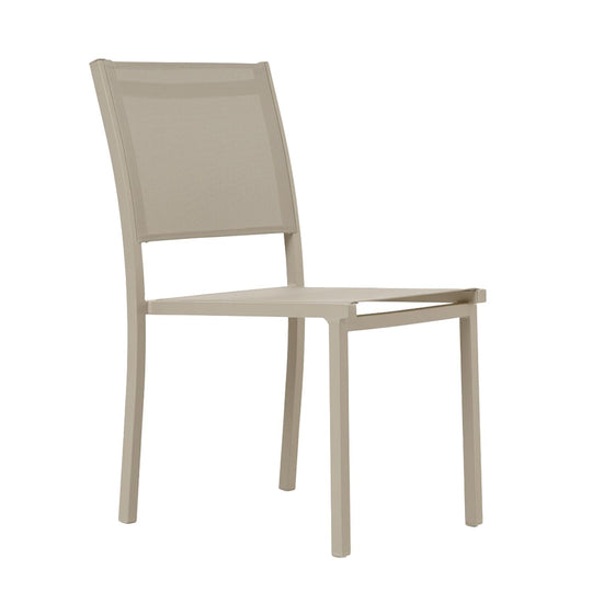 Lot de 4 chaises de jardin en aluminium crème et textilène-modele NICE