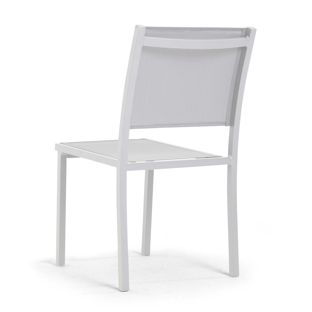 Lot de 4 chaises de jardin en aluminium Blanc et textilène-modele NICE