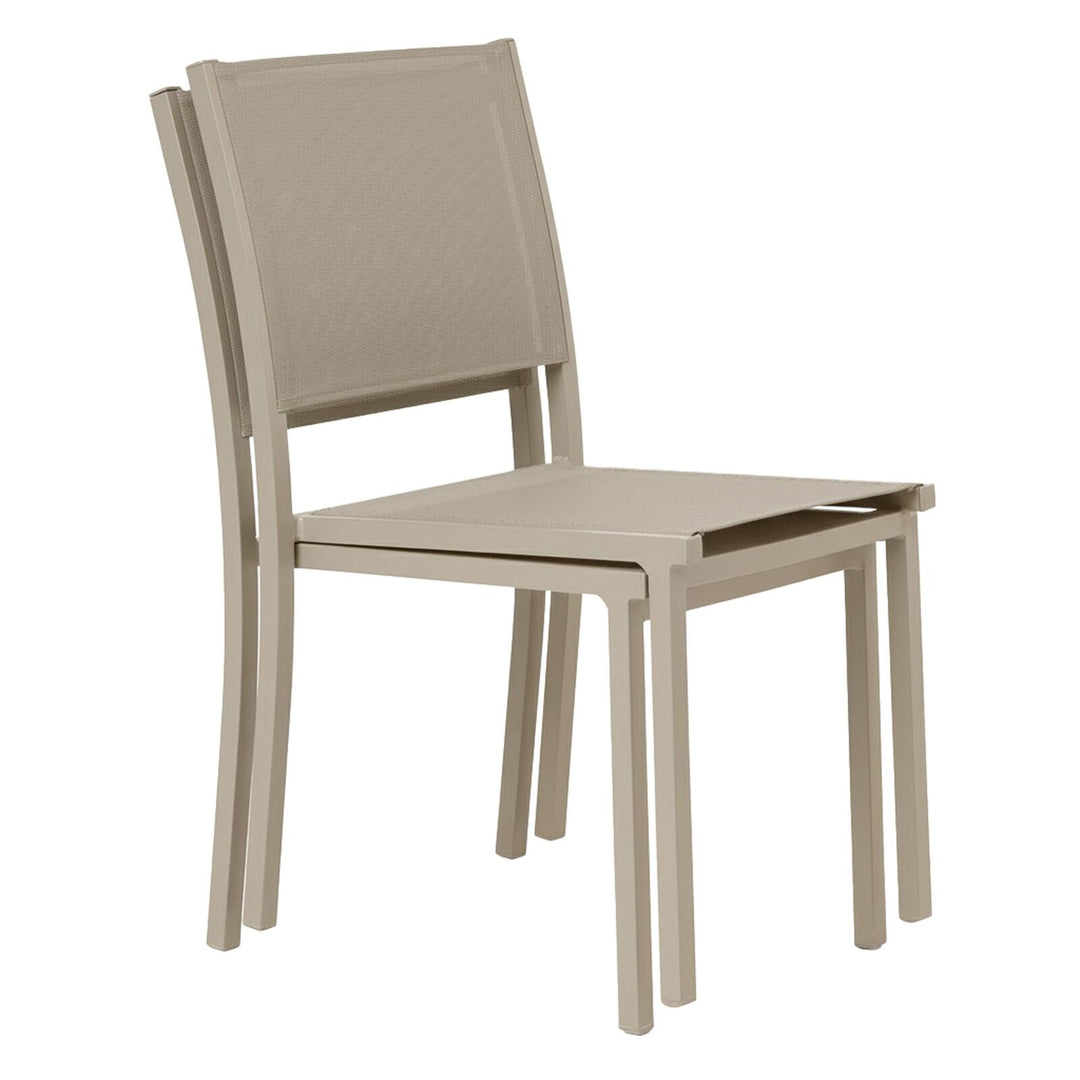 Lot de 4 chaises de jardin en aluminium crème et textilène-modele NICE