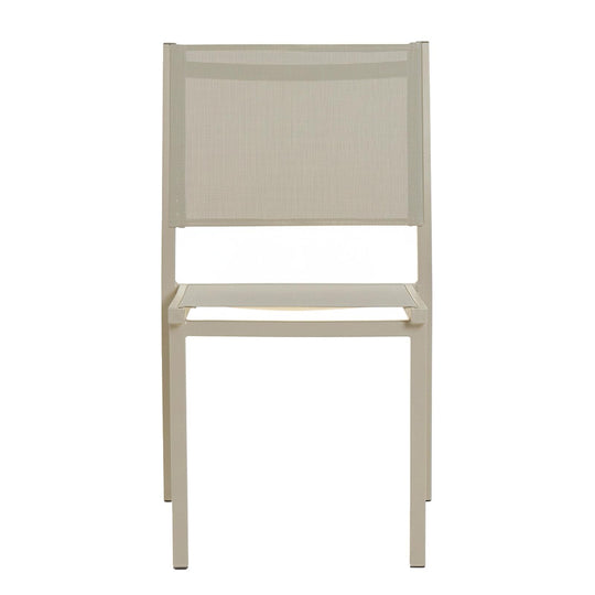 Lot de 4 chaises de jardin en aluminium crème et textilène-modele NICE