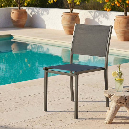 Lot de 4 ou 6 chaises de jardin en aluminium et textilène-modele NICE