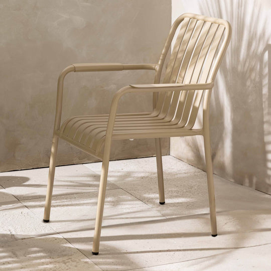 Lot de 4 fauteuils de jardin Oviala en metal FARO taupe