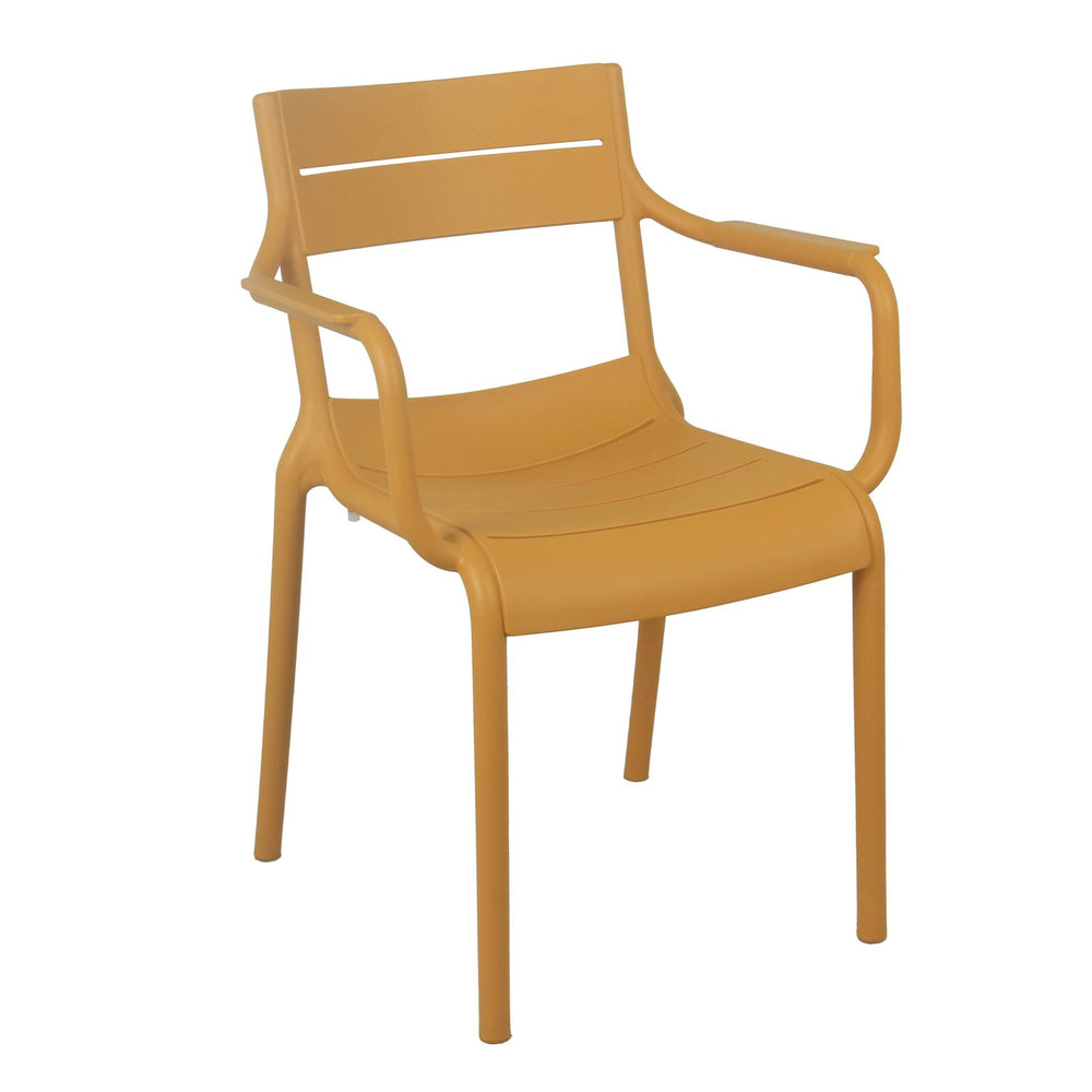 Lot de 4 chaises de jardin en plastique avec accoudoirs Jaune Moutarde PANAME