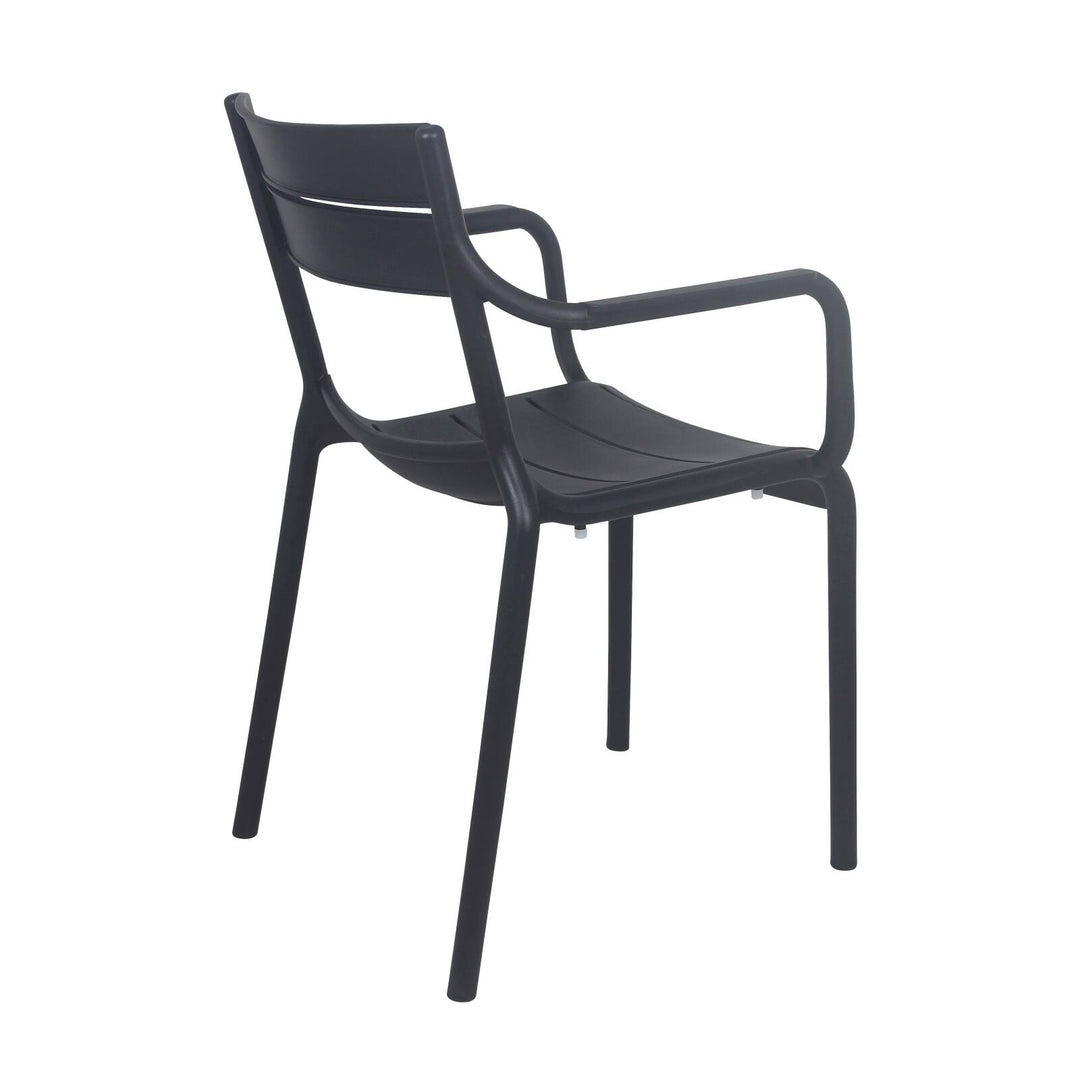 Lot de 4 chaises de jardin en plastique avec accoudoirs Noire PANAME