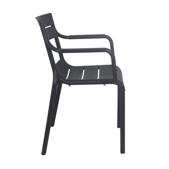 Lot de 4 chaises de jardin en plastique avec accoudoirs Noire PANAME