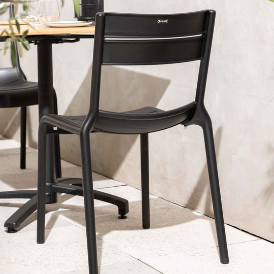 Lot de 4 chaises de jardin en plastique Noire PANAME