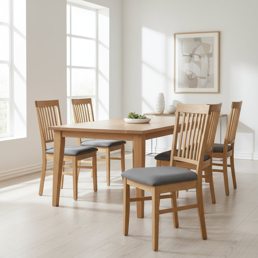 Lot de 6 chaises JYSK Hage tissu Gris/chêne naturel