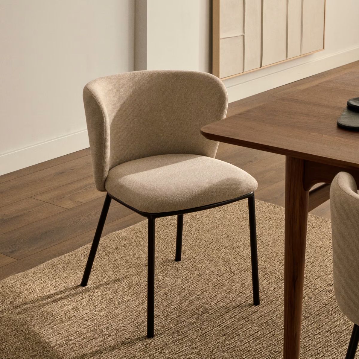 Lot de 2 chaises Ciselia en tissu chenille beige et pieds acier KAVE Home