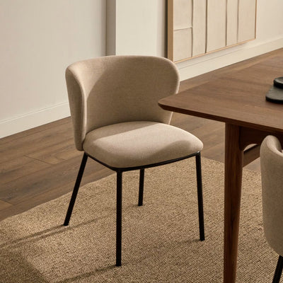 Lot de 2 chaises Ciselia en tissu chenille beige et pieds acier KAVE Home