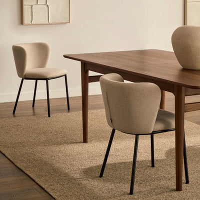 Lot de 2 chaises Ciselia en tissu chenille beige et pieds acier KAVE Home