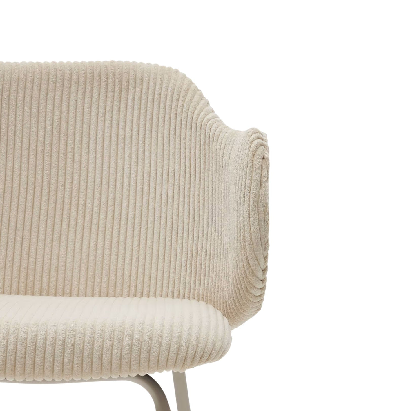 Lot de 2 Chaises KAVE HOME Yunia en velours grosses côtes beige avec pieds en acier finition peinture beige FSC 100%