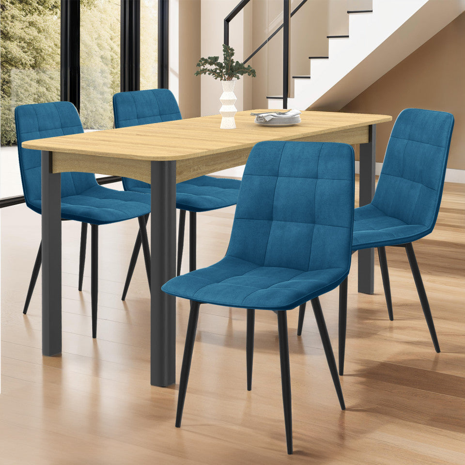 Lot de 4 chaises Linda bleu canard