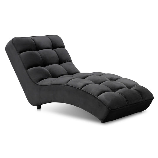 Chaise longue d'intérieur LES TENDANCES Rikal en velours capitonné Noir