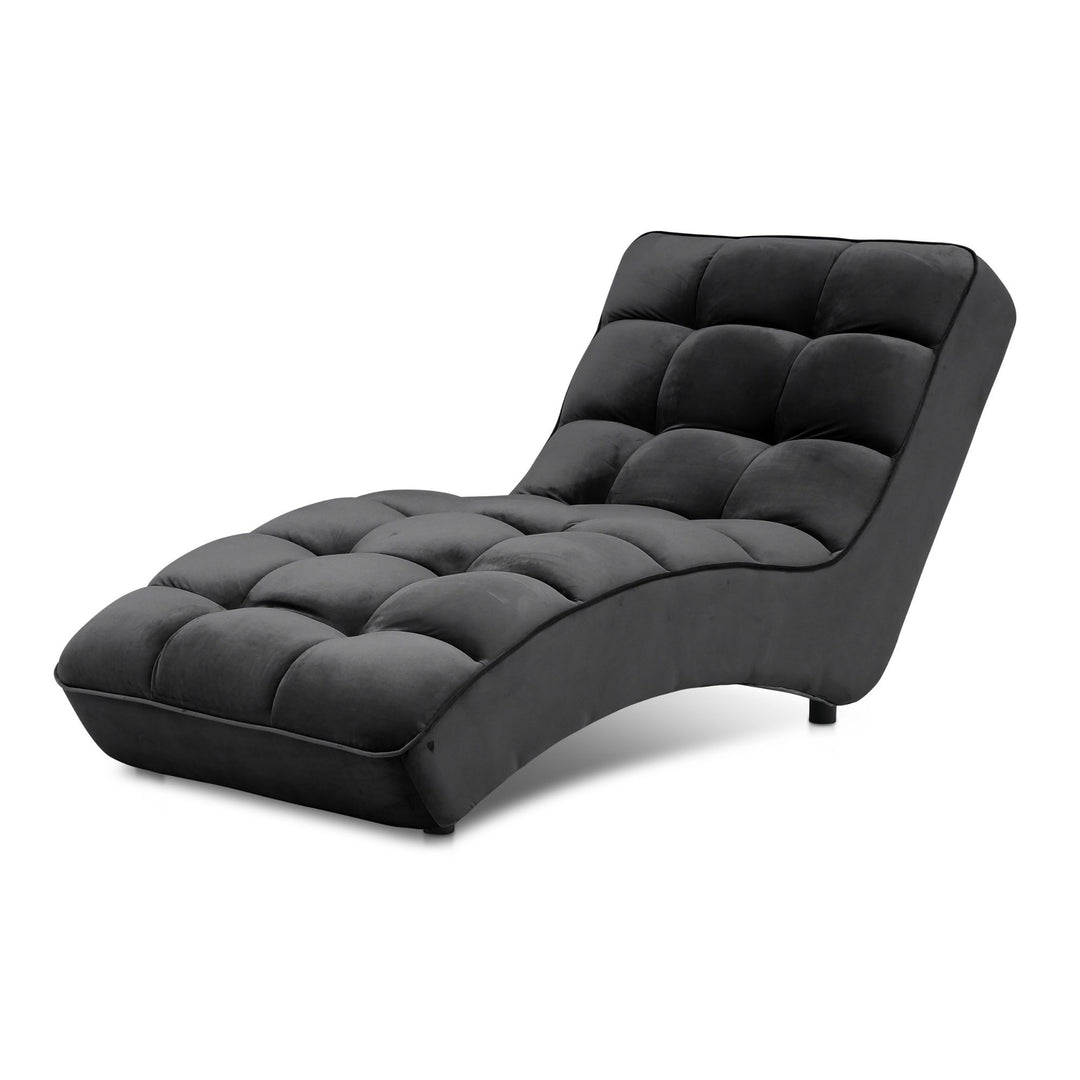 Chaise longue d'intérieur LES TENDANCES Rikal en velours capitonné Noir