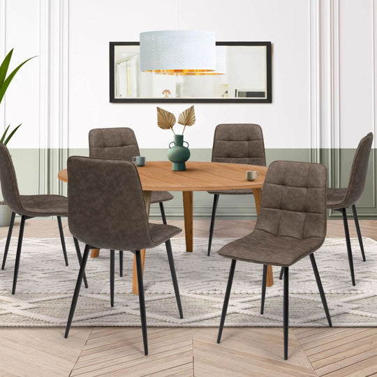Lot de 6 chaises vintage Linda simili cuir marron