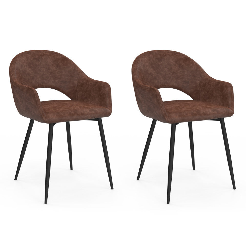 Lot de 2 chaises Rebeca avec accoudoirs marron vintage