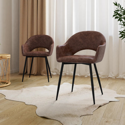 Lot de 2 chaises Rebeca avec accoudoirs marron vintage