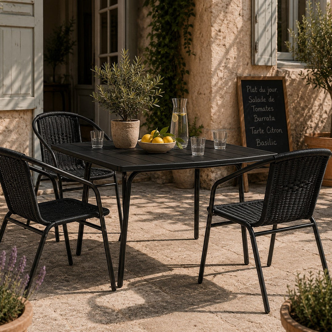 Lot de 4 chaises de jardin Saint Germain en aluminium et résine avec accoudoirs OVIALA