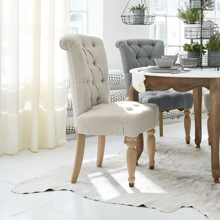 Chaise LOBERON Claville en tissu beige lin