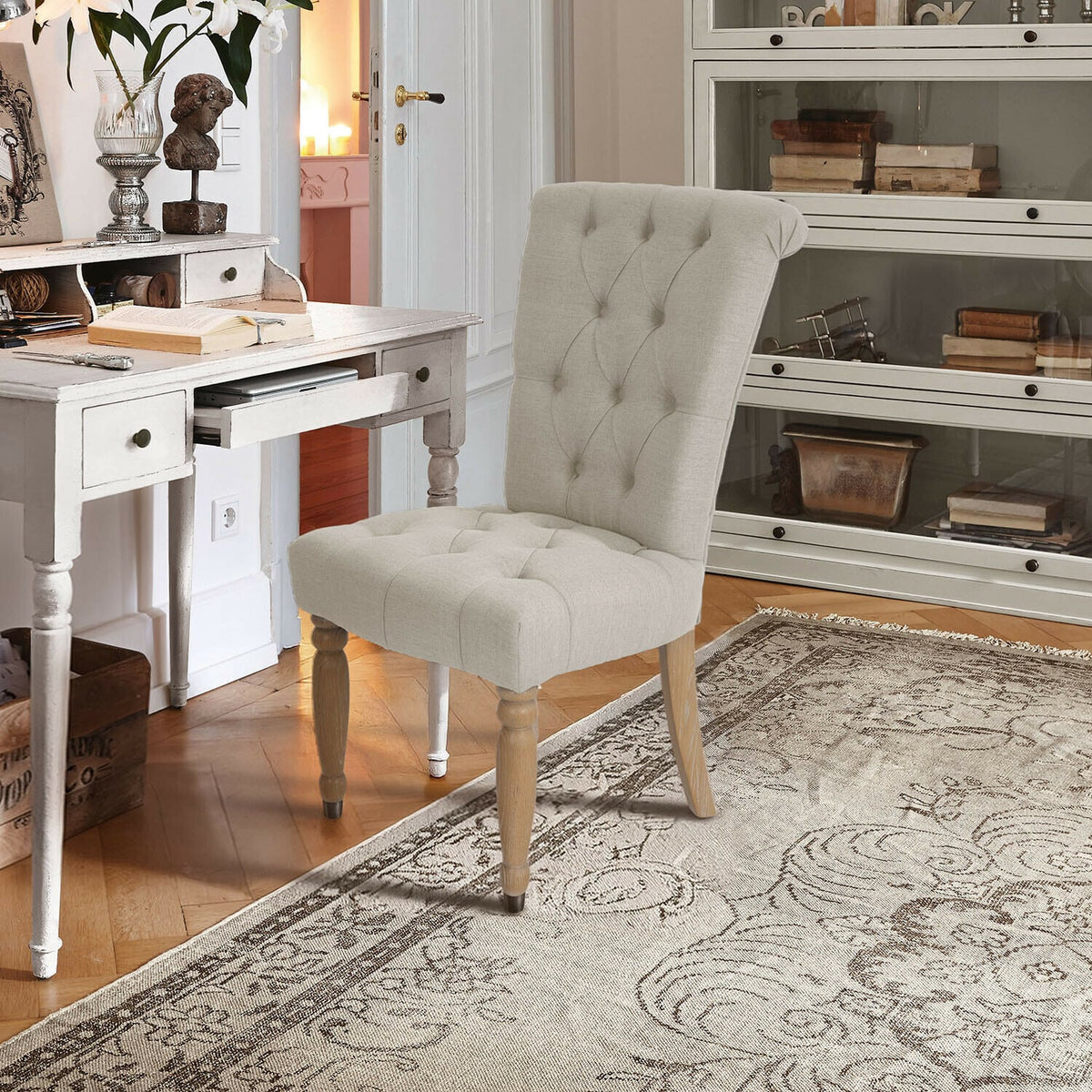 Chaise LOBERON Claville en tissu beige lin — photo produit
