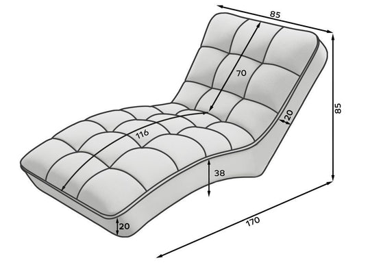 Chaise longue LES TENDANCES Rikal velours capitonné beige — photo produit