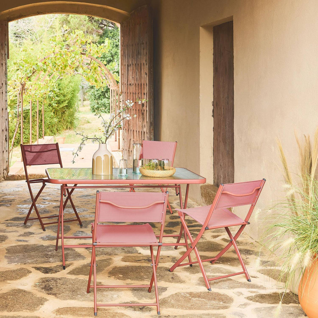 Lot de 4 chaises de jardin SWEEEK pliantes rouges — photo produit